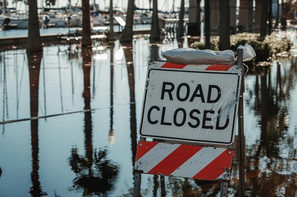 road closed because of flooding